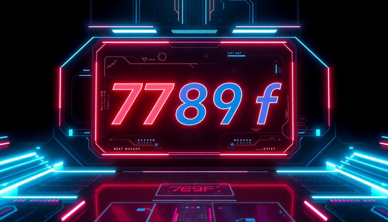 789f branding in a futuristic digital environment highlighting high-tech and innovation elements for user appeal.