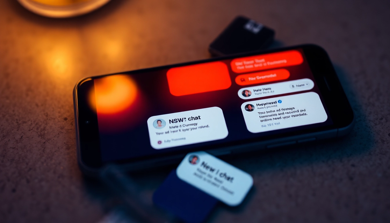 Engaging NSFW AI chat conversation on a smartphone screen, highlighting an unfiltered AI interaction experience, accessible and realistic for adult users.