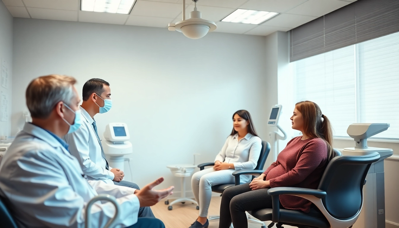 Donazione ovociti Italia concept showing caring medical staff assisting patients in a modern